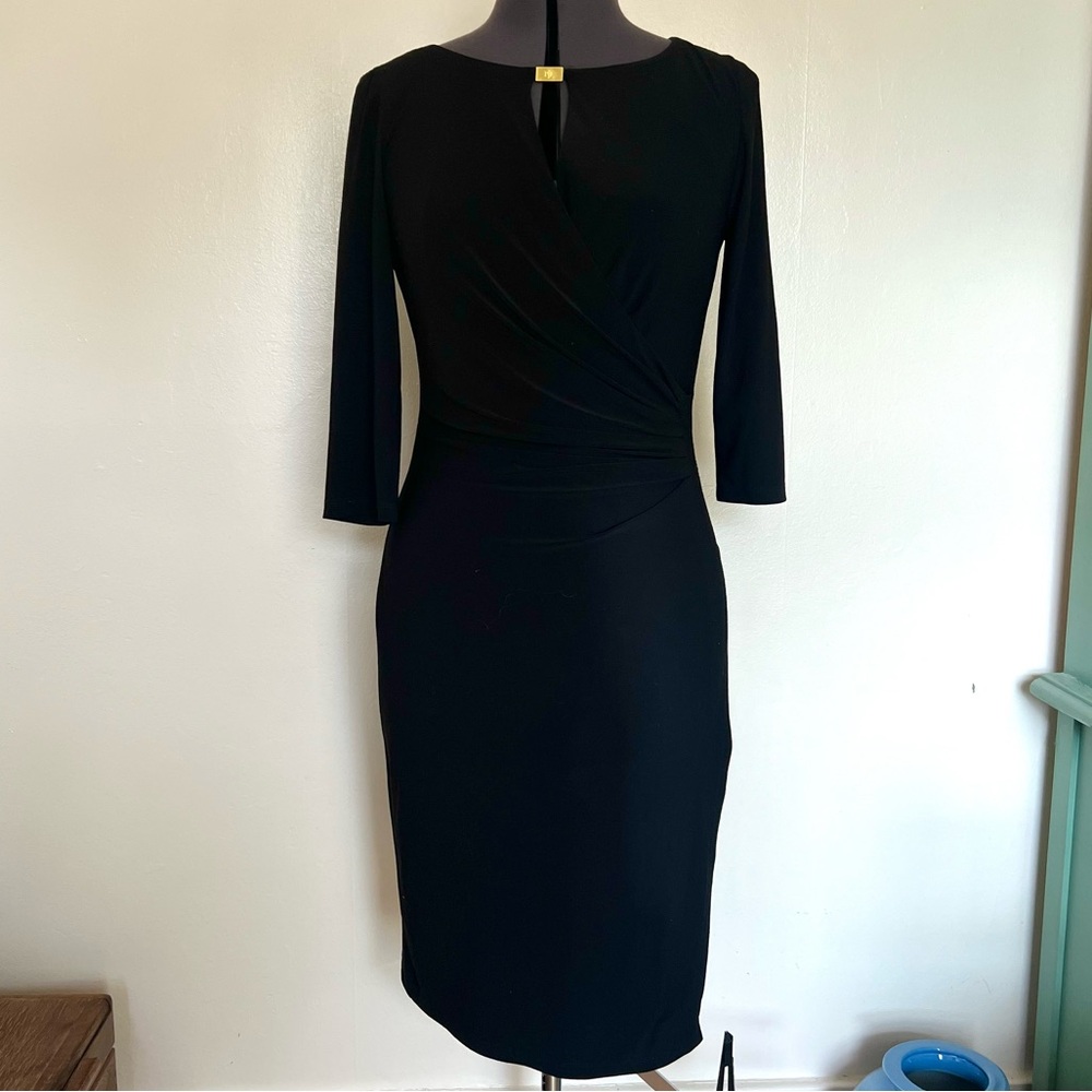 Lauren Ralph Lauren Little Black Dress - size 8, flattering tailored wrap dress